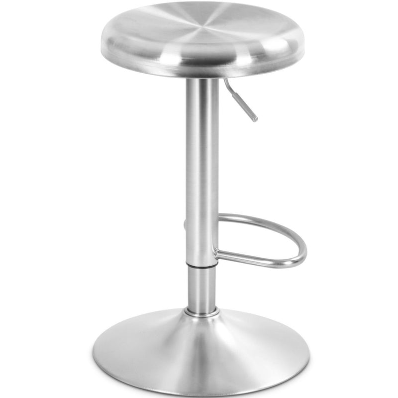 Brushed Stainless Steel Swivel Bar Stool Seat Adjustable Height Round Top Silver