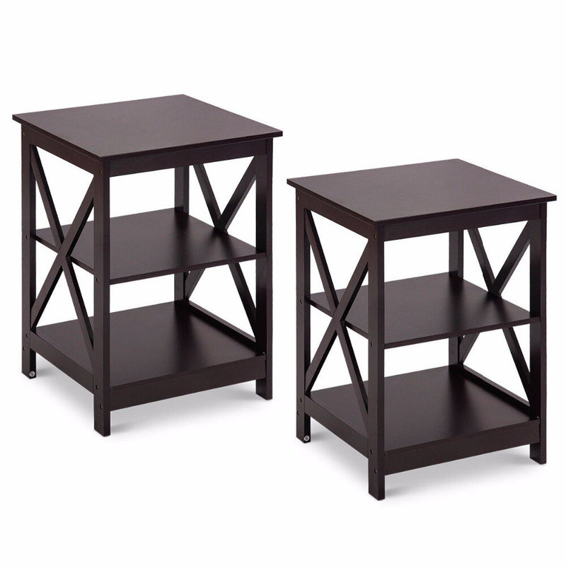 3-Tier Nightstand End Table Storage Display Shelf Living Room Furni New Home Furniture 2*HW58944