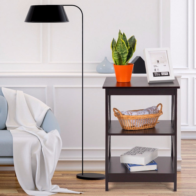 3-Tier Nightstand End Table Storage Display Shelf Living Room Furni New Home Furniture 2*HW58944