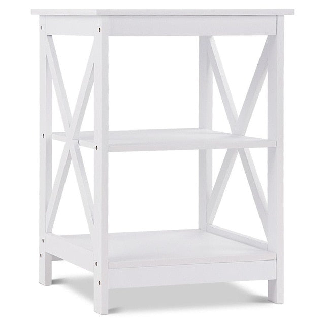 3-Tier Nightstand End Table Storage Display Shelf Living Room Furni White New Home Furniture HW58944