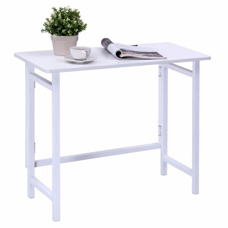 Modern Folding Table Office Computer Desk PC Laptop Writing Table Home Office Workstation White Portable Table HW56263WH