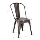 Set of 4 Distressed Style Dining Side Chair Stackable Bistro Cafe Metal Copper