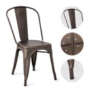 Set of 4 Distressed Style Dining Side Chair Stackable Bistro Cafe Metal Copper