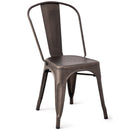 Set of 4 Distressed Style Dining Side Chair Stackable Bistro Cafe Metal Copper