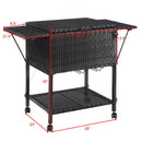 Portable Rattan Cooler Cart Trolley Outdoor Patio Pool Party Ice Drink Mix Brown HW52974