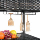 Portable Rattan Cooler Cart Trolley Outdoor Patio Pool Party Ice Drink Mix Brown HW52974