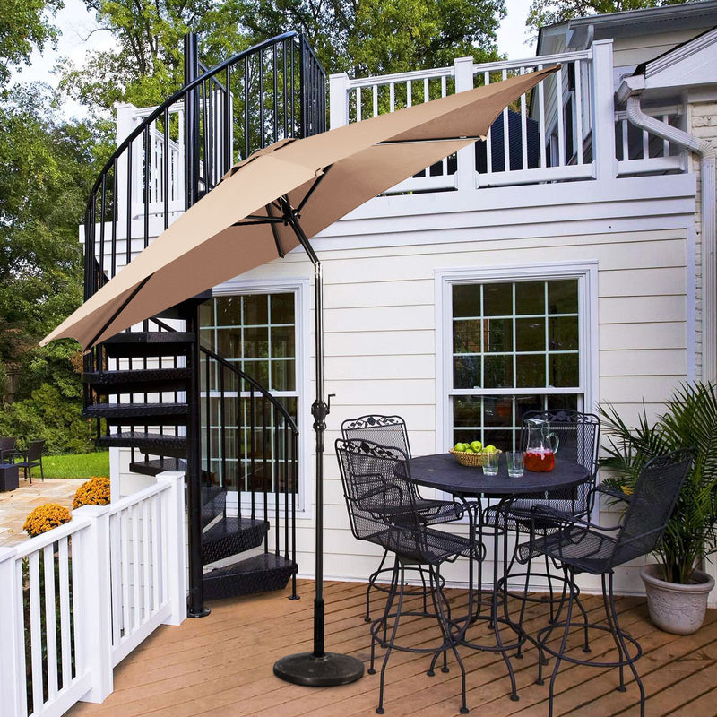 10FT Patio Umbrella 6 Ribs Market Steel Tilt W/ Crank Outdoor Garden Beige