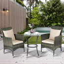 3PCS Patio Rattan Furniture Set Chairs & Table Garden Coffee