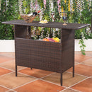 Outdoor Rattan Wicker Bar Counter Table Shelves Garden Patio Furniture Brown