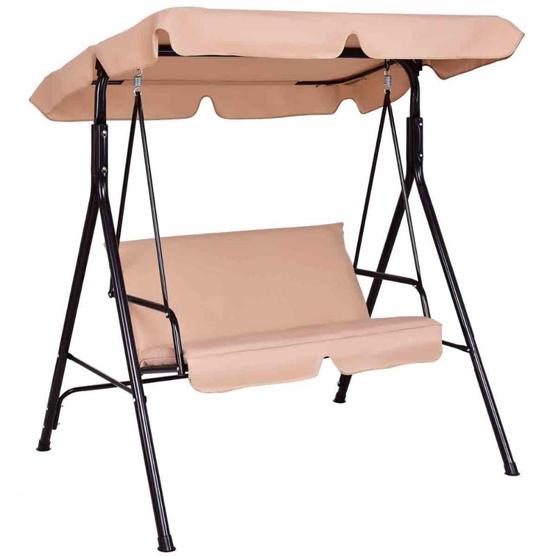 Loveseat Patio Canopy Swing Glider Hammock Cushioned Steel Frame Bench Outdoor Patio Swing Garden Furniture OP70493