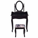 Black White Vanity Wood Makeup Dressing Table Stool Set Modern Dressers for Bedroom With Swivel Mirror and Stool HW52600