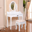 Black White Vanity Wood Makeup Dressing Table Stool Set Modern Dressers for Bedroom With Swivel Mirror and Stool HW52600