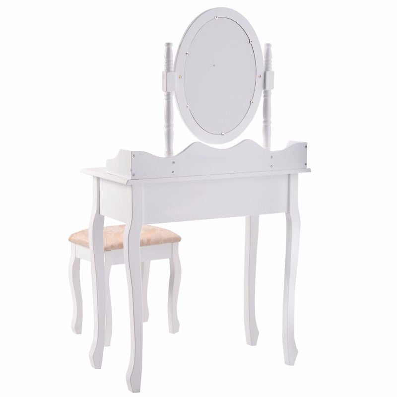 Black White Vanity Wood Makeup Dressing Table Stool Set Modern Dressers for Bedroom With Swivel Mirror and Stool HW52600