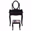 Black White Vanity Wood Makeup Dressing Table Stool Set Modern Dressers for Bedroom With Swivel Mirror and Stool HW52600