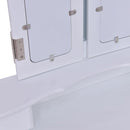 White Tri Folding Mirror Vanity Makeup Table Stool Set Home Desk With 4 Drawers Bedroom Modern Dresser HW55563WH