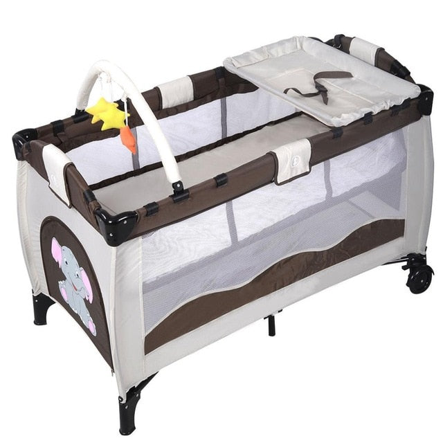 New Baby Crib Playpen Playard Pack Travel Infant Bassinet Bed Foldable Pink Green Coffee Bule  BB4397