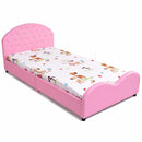 Giantex Kids Children PU Upholstered Platform Wooden Princess Bed Bedroom Furniture Pink HW59101