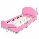 Giantex Kids Children PU Upholstered Platform Wooden Princess Bed Bedroom Furniture Pink HW59101