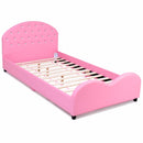 Giantex Kids Children PU Upholstered Platform Wooden Princess Bed Bedroom Furniture Pink HW59101