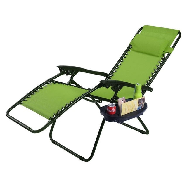 Folding Zero Gravity Chair Outdoor Picnic Camping Sunbath Beach Chair with Utility Tray Reclining Lounge Chairs OP70528