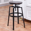 Set of 2 Vintage Bar Stool Adjustable Wood Metal Design Pub Chairs Industrial