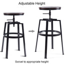 Set of 2 Vintage Bar Stool Adjustable Wood Metal Design Pub Chairs Industrial