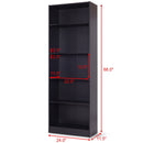 Modern 5 Tier Shelf Bookcase Storage Media Storage Organization Cabinet Black