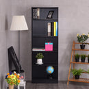 Modern 5 Tier Shelf Bookcase Storage Media Storage Organization Cabinet Black