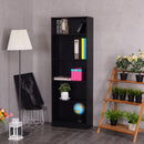 Modern 5 Tier Shelf Bookcase Storage Media Storage Organization Cabinet Black