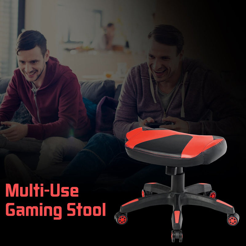 Multi-Use Gaming Ottoman Footstool Chair Footrest Swivel Height Adjustable Red