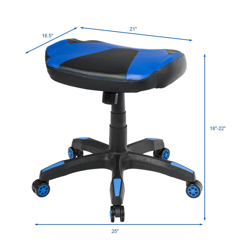 Multi-Use Gaming Ottoman Footstool Chair Footrest Swivel Height Adjustable Blue
