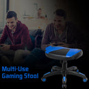Multi-Use Gaming Ottoman Footstool Chair Footrest Swivel Height Adjustable Blue