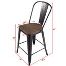 Copper Set of 2 Metal Wood Bar Stool Style Kitchen Dining Chairs Rustic