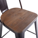Copper Set of 2 Metal Wood Bar Stool Style Kitchen Dining Chairs Rustic
