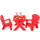 Plastic Children Kids Table & Chair Set 3-Piece Play Furniture In/Outdoor Red