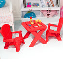Plastic Children Kids Table & Chair Set 3-Piece Play Furniture In/Outdoor Red
