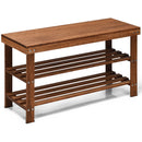 3-Tier Bamboo Shoe Bench Storage Rack Organizer W/ Stool Entryway Home Hallway