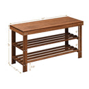 3-Tier Bamboo Shoe Bench Storage Rack Organizer W/ Stool Entryway Home Hallway
