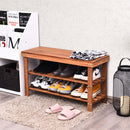 3-Tier Bamboo Shoe Bench Storage Rack Organizer W/ Stool Entryway Home Hallway