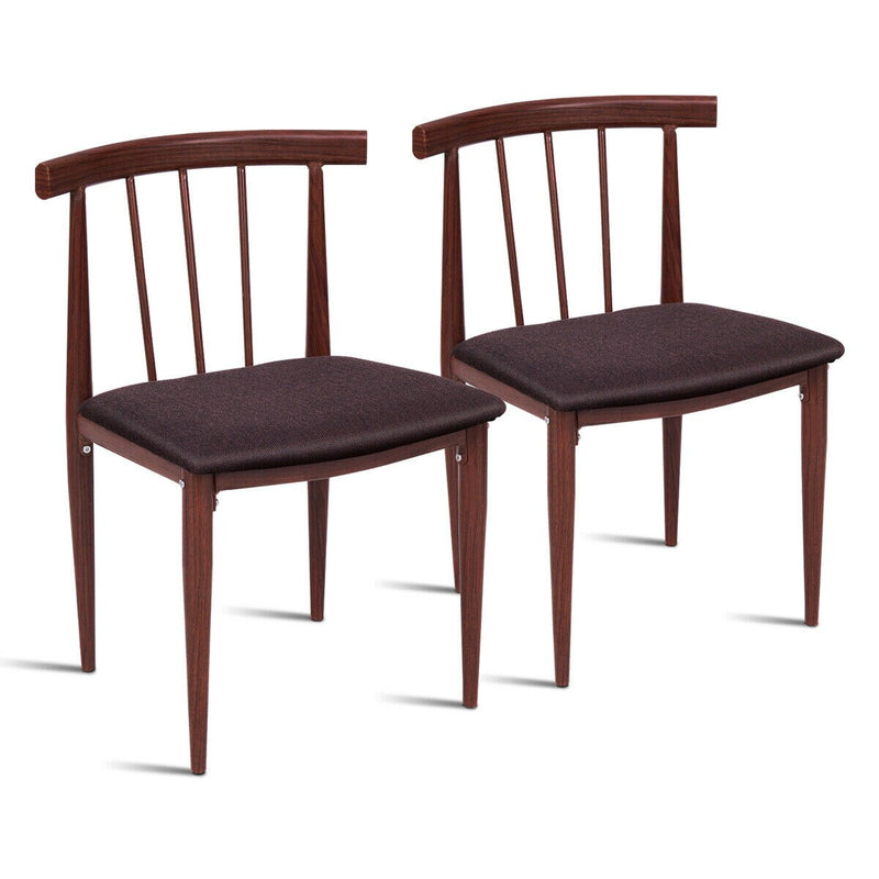 Set of 2 Accent Dining Chairs, 2PCS Modern Side Chair, Fabric Upholstered Cushion, Steel Frame Armless, Thermal Transfer