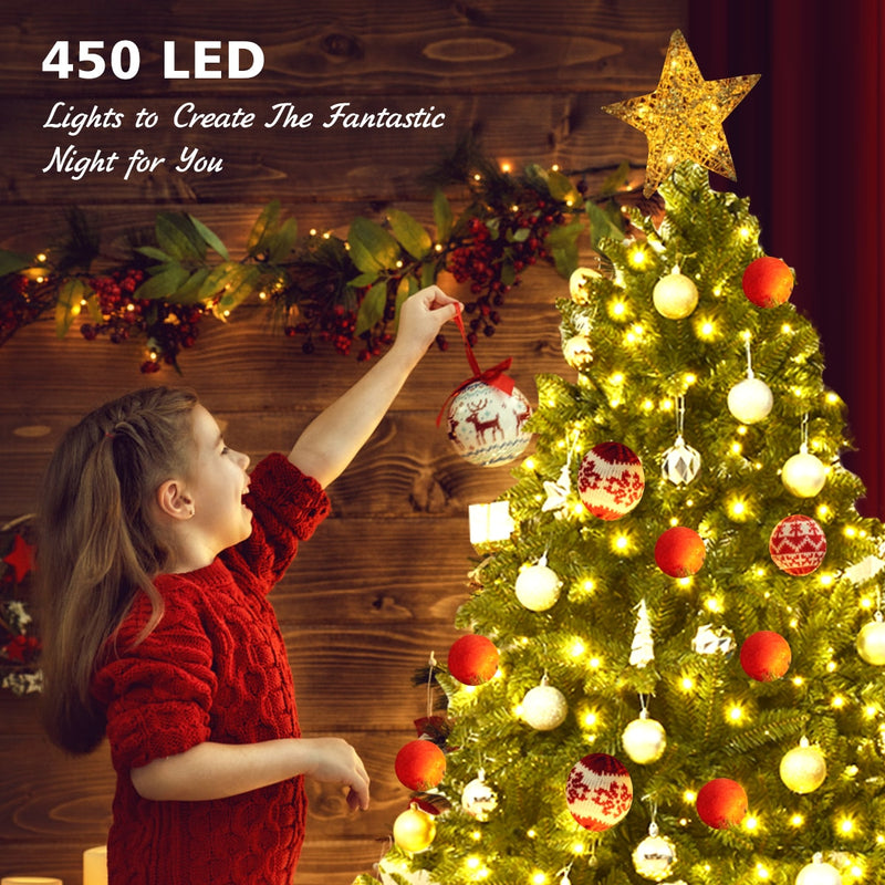 5ft Pre-lit PVC Christmas Fir Tree Hinged 8 Flash Modes