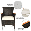 7PCS Patio Rattan Dining Set 6 Stackable Chairs Cushioned