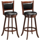 Set of 2 29'' Swivel Bar Height Stool Wood Dining Chair Upholstered Seat Espresso