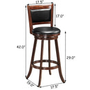 Set of 2 29'' Swivel Bar Height Stool Wood Dining Chair Upholstered Seat Espresso