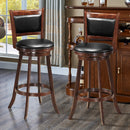 Set of 2 29'' Swivel Bar Height Stool Wood Dining Chair Upholstered Seat Espresso
