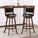 Set of 2 29'' Swivel Bar Height Stool Wood Dining Chair Upholstered Seat Espresso