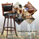 Set of 2 29'' Swivel Bar Height Stool Wood Dining Chair Upholstered Seat Espresso