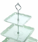 3 Tier Green Dessert Cake Tower Stand Porcelain Server Display