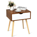 Nightstand End Side Sofa Table Storage Drawer Living Room Furni W/Solid Wood Leg