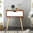 Nightstand End Side Sofa Table Storage Drawer Living Room Furni W/Solid Wood Leg